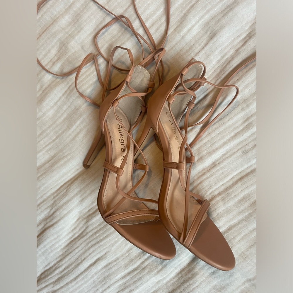 Strappy Brown Tie Up Heels